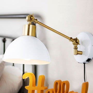 Lisa 18" Swing Arm Modern Midcentury Iron USB Charging Port LED Sconce - JONATHAN Y